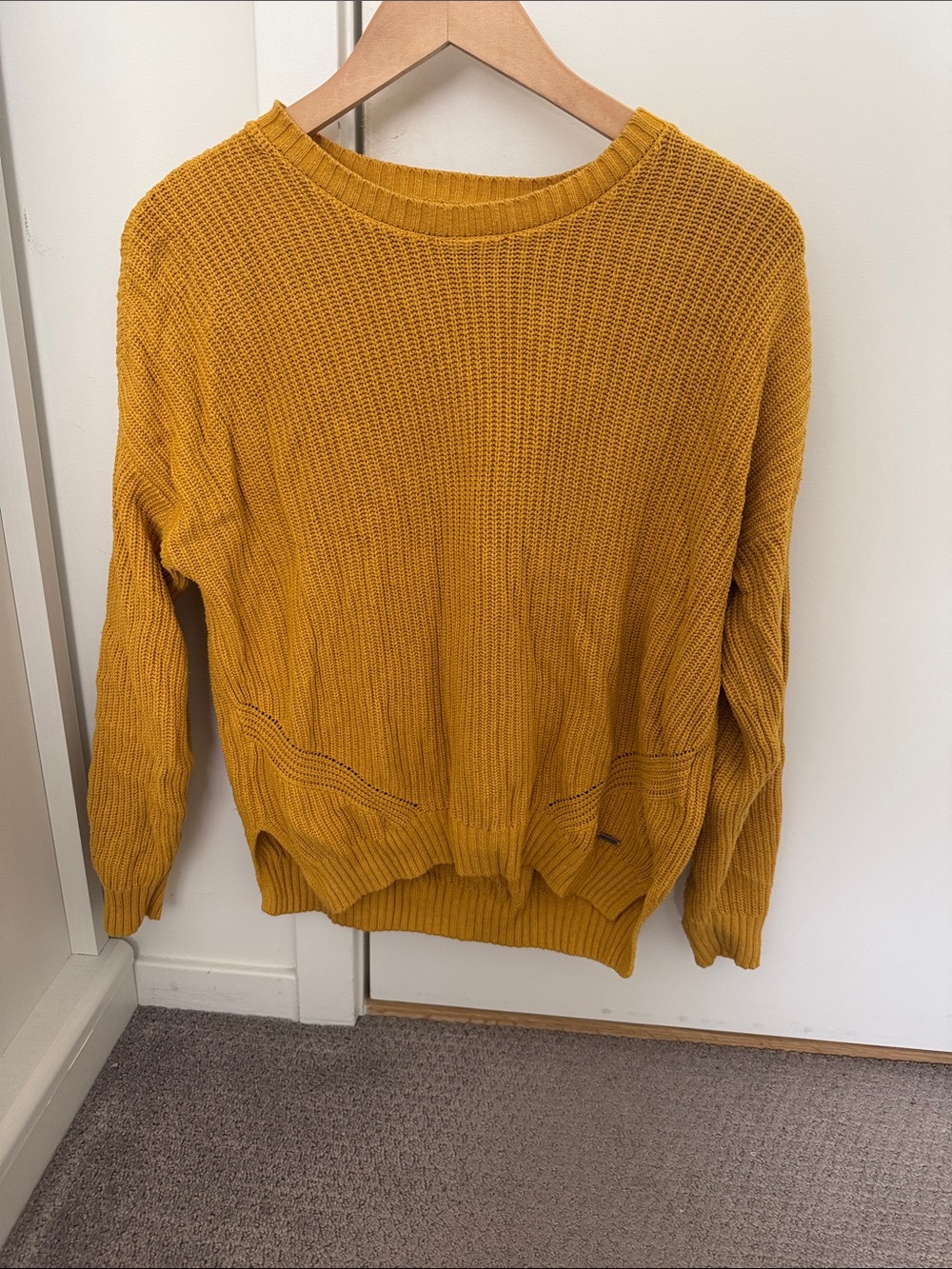 Hollister Mustard Ribbed Crewneck Sweater